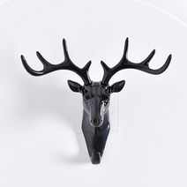 빈티지 옷걸이 빈티지 사슴 머리 뿔 옷걸이 모자 스카프 사슴 뿔 행거 벽 벽걸이 후크, 한개옵션1, 검은색