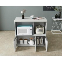 심플 주방 광파오븐 볼레일 밥솥 선반 수납장 900x425, 연그레이