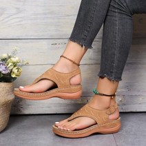 발가락 분리 신발 패드 여름 옥스포드 여성 샌들 플랫 슬리퍼 Pu 가죽 플립 플롭 벨트 버클 로마 패션 2023, Brown+38