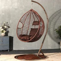 흔들의자 하중에 강한 내구성 힐링 행잉체어 그네의자 카페 라탄그네의자 스윙체어 흔들그네의자, 브라운