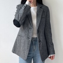 플러리싱 / 빈티지 헤링본 팔꿈치패치 싱글 울 자켓 플러리싱