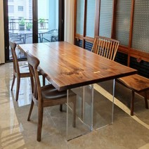 호두나무 식탁 세트 월넛 4인용 6인용 월넛나무 북미산 원목 상판 북유럽 책상 티 테이블 바, 다크호두나무 원목 대판 촬영