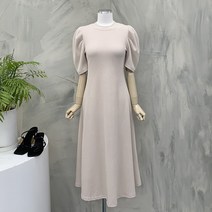 행복여[신상무배]줄라이 셔링 퍼프 골지 플레어 롱 원피스