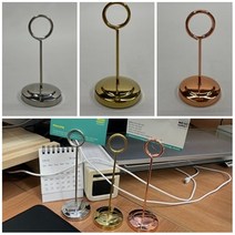 고급 스틸 라운드 명함 사진 엽서 꽂이 색상 사이즈 실버/ 골드/ 로즈골드 매장 데스크 책상 테이블 데코 모던 메모 꽂이, 중형 실버