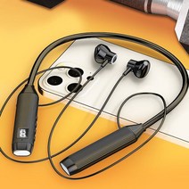 Elsecho 넥밴드 블루투스 이어셋 스테레오 노이즈캔슬링헤드폰, BT-107블랙