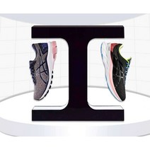 매장 인테리어 공중부양 360도 회전 신발 전시대 더블, 상세이페이지 참고, I자형 서스펜션 블랙 15색 LED 리모콘