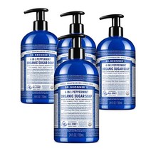 닥터브로너스 Dr Bronner Pump Soap 슈거 페퍼민트 펌프 숍 핸드워시 710ml, 4팩