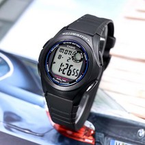 CASIO 라운드 10년 배터리 듀얼타임 오토캘린더 LED 라이트 시계 200 블랙