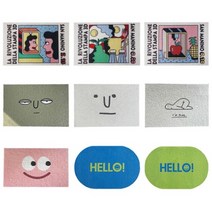 Welcome 인테리어 디자인 출입구 카페 현관 매트, 40*60cm, 핑크페이스