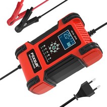 전기 팩 부품 DIY 호환 변환 자동차 오토바이용 대용량 범용 스마트 배터리 충전기 12V 24V 유지 보수 12A, 01 Red, 03 UK