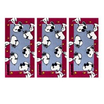 송월타월 스누피 조이 50 비치타월 3p + 파우치 3p, 1세트, 자주(타월)+블랙(파우치)