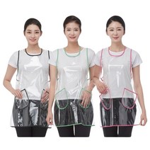 라인 주머니 투명 앞치마/미용/미용실/가운/유니폼, LN666-1 블랙