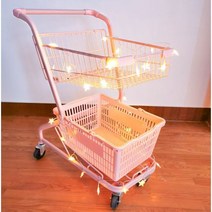 시장 핑크 카트 캠핑용 쇼핑 식료품점 홈 캐리어 장바구니 인터넷 연예인 포장 마차 사진 하트 편의점 KTV 일본 이층 트롤리 보관, 보증 카드