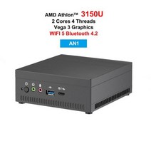 AMD라이젠 R5 4500U R7 2700U 3750H 4800U 미니 PC 베가 그래픽 포함 4K UHD Nvme SSD 데스크탑 게임용 컴퓨터, 해외공급사, 16G RAM 512 SSD + UK, AN1 Athlon 3150U