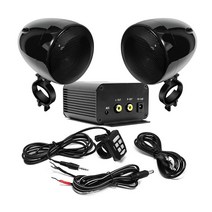 Aileap오토바이 오디오 세트 150W 테레오 2 채널 앰프 4 인치 방수 피커 블루투스 FM 라디오 AUX MP3 (블랙), 한개옵션0