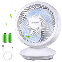 KEYNICE 서큘레이터 목 흔들림 조용한 벽걸이 무선 팬 스타일 소형 DC 모터 파워풀 송풍 USB 충전식 경량 선풍기 탁상 풍량 3단계 조절 4000mAh 대용량 충전 5매 날개 공기 순환 에너지 절약 컴팩트 화이트