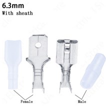 전선 터미널 단자 압착기 세트 100pcs 2.8mm 4.8mm 6.3mm 플러그 스프링 여성 남성 스페이드 콜드 압착 커넥터 자동차 스피커 전기 와이어 커넥터 61, 6.3mm 은색 덮개, 100pcs 여성