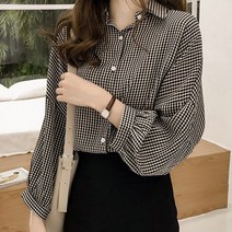 가오리핏 체크 셔츠 여성 데일리 블라우스 LK-S004