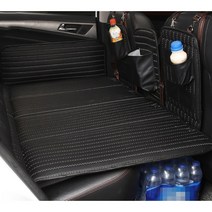 JINGHENG 차량용 매트 매트리스 접이식 수면 여행 침대 차박 뒷좌석 평탄화 패드, 디럭스 블랙+헤드레스트(지지 면제)