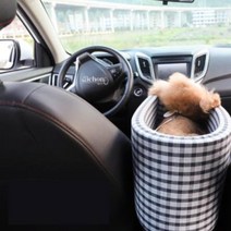 강아지 카시트 소형 강아지 고양이 앞자석 콘솔박스 시트, 검정 체크무늬