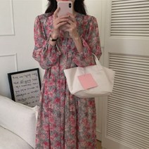 쏭포유 / 레트로 시폰 플라워 루즈핏원피스 2color