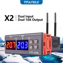 STC 3008 듀얼 디지털 온도 컨트롤러 2 릴레이 출력 12V 24V 220V 온도 조절기 온도 조절기 히터 쿨러 듀얼 프로브|Temperature Instruments|, 1개, 러시아, DC 12V