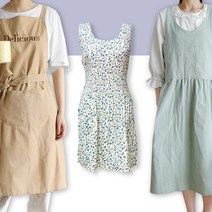 북유럽 앞치마 /프릴 앞치마/공방/어린이집/꽃집/주방용품/, 04) 7904 노르딕 스트랩 자수 앞치마 - 베이지