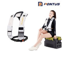 폰터스 자동팽창식 구명조끼 낚시조끼 커플 낚시용품 H-1000, 레드오렌지