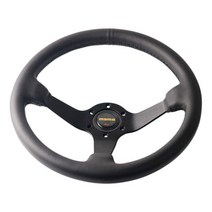 14inch/350mm MOMO pu 가죽 딥 디쉬 드리프트 스포츠 스티어링 휠 (블랙 스티칭 포함), 검은색, 1개