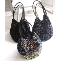 칼라퍼플 스팽글 자루 숄더백