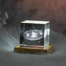 크리스탈 조명 태양계 문진 서예도구 문방사우, 6x6x6cm, 06.LED 태양광
