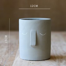시멘트 화분 금형 간단한 추상 얼굴 디자인 식물 실리콘 펜 컨테이너 가정용 가구, 02 12x15cm