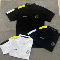 루즈핏 힙합 팀복 박시 티셔츠 오토바이 레이싱 벤츠 반팔 오버올 4S 숍 슈트 자수 솔리드 컬러 탑 여름 코튼 옷깃 루스 남성 의류