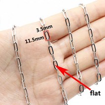 1 미터 금 도금 스테인레스 스틸 Rolo 케이블 체인 4x12mm 골드 링크 DIY 목걸이 보석 만들기 결과 도매 경차스노우체인, 3.5x11.5mm 플랫