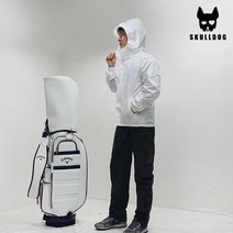 스컬독 남성 골프우의 세트 상의 하의 비옷 우비 방수 방풍 골프 레인슈트, 화이트상의 블랙하의 3XL