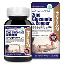 네추럴라이즈 글루콘산 아연 앤 구리 100정+약케이스, 1, 850mg*100정