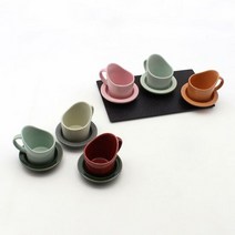 달소금 예쁜 도자기 믹스 종이컵 홀더/받침세트(6color), 색상:파우더블루SET(유광), 단품