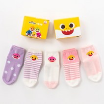 핑크퐁 아기상어 아동 양말 5족 선물세트 미끄럼방지 2호 3호 3세 4세 5세 6세 어린이집 선물