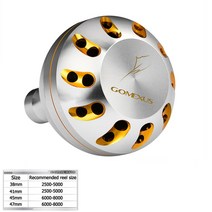 gomexus 전원 손잡이 45mm for shimano saragosa stella sw stradic fj 4000 - 8000 스피닝 릴 핸들 손잡이 유형 b, 실버 골드, 45mm(sw)