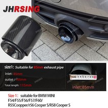 머플러팁 탄소 섬유 미니 배기 팁 머플러 R55 R56 R57 R58 R59 R60 R61 F54 F55 F56 F57 F60 쿠퍼용 로고 없음, [03] black 85mm NOLOGO, 03 black 85mm