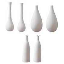 6x 세라믹 마른 꽃병 장식 실내 화분 냄비 홈 거실 장식, 하얀색