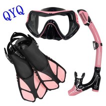 다이빙 마스크 잠수 스노쿨링접이식 고화질 마스크 세트 유연한 핀 김서림 방지 전문 드롭쉬핑, 07 pink L XL