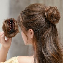톡톡창고 똥머리 볼륨 집게핀 여자 당고 올림 머리 가발 가발핀 부분 가발집게, 1.생머리-라이트브라운