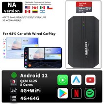 자동차 관련제품 CARVIEW-무선 안드로이드 오토 Ai 박스 카플레이 넷플릭스 스마트 유튜브 4K 비디오 플러, 07 NA 128G N TF64