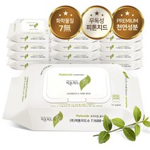 편백나무 피톤치드 수 72매입 캡형 물티슈, 5팩