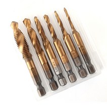 탭드릴 비트세트 6P 나사탭 탭핑드릴세트 육각샹크, 실버