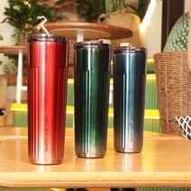 칵테일 네온사인 보온 보냉 텀블러 고무바닥 스테인리스 빨대 2중 잠금, 블루하와이, 700ml