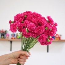 달리베리 프릴 미니 카네이션 조화 꽃장식 실크플라워 어버이날 인테리어소품 꽃다발 재료, 진핑크