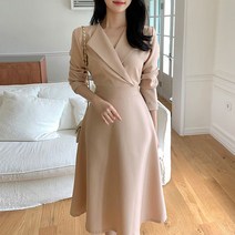 유미르 여성 숄카라 플레어 하객 원피스 - 2 color