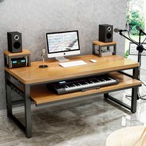 미디데스크 건반 피아노 책상 원목 블랙 홈레코딩, 120x60x83 블랙+오크105cm